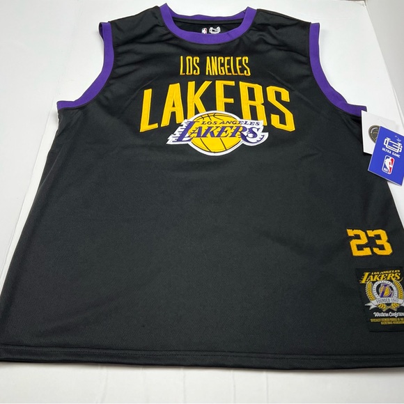 NBA LeBron James #23 Los Angeles Lakers Basketball Jersey Size L Black Gold - Picture 7 of 10